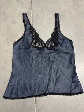 Vintage Wonder Maid Lace Satin Camisole Black Lingerie Y2K